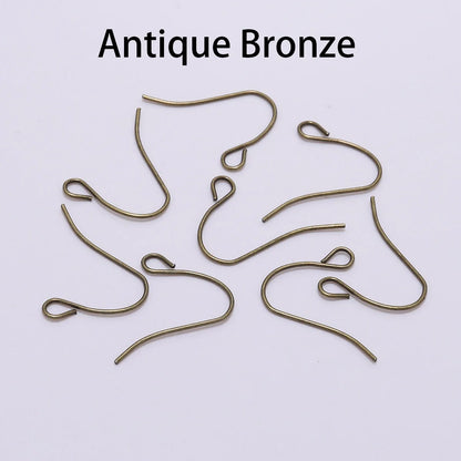 100Pcs 19*18mm Earring Components Hooks Twist  Gold Bronze Ear Hook Clasps Earring Wires Findings For DIY Jewelry Making