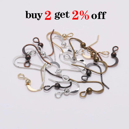 100Pcs 19*18mm Earring Components Hooks Twist  Gold Bronze Ear Hook Clasps Earring Wires Findings For DIY Jewelry Making