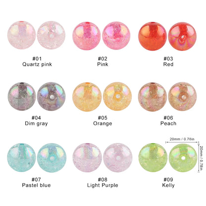 10Pcs 20MM AB Transparent Crackle Beads Round Acrylic Ball Shiny Loose Spacer Beads For Jewelry Making DIY Beadable Accessories