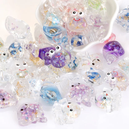 50Pcs/Lot Duck Star Ocean Animal Random Resin Charms Pendant Beads For Jewelry Making Findings DIY Bracelet Earring Accessories