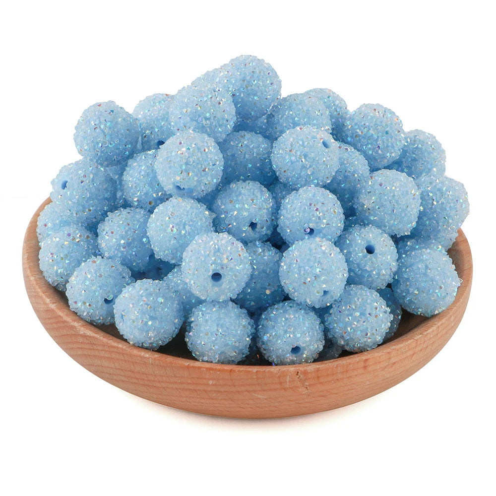 10Pcs Resin Ball Round Acrylic Beads Sugar Sand Pasting Process Fashion For Jewelry Making DIY Handmade Bracelets Accessories