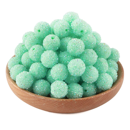 10Pcs Resin Ball Round Acrylic Beads Sugar Sand Pasting Process Fashion For Jewelry Making DIY Handmade Bracelets Accessories