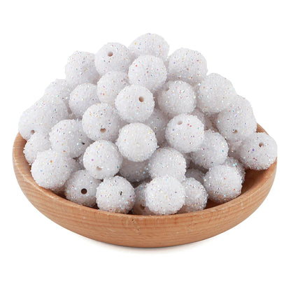 10Pcs Resin Ball Round Acrylic Beads Sugar Sand Pasting Process Fashion For Jewelry Making DIY Handmade Bracelets Accessories
