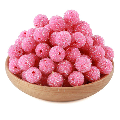 10Pcs Resin Ball Round Acrylic Beads Sugar Sand Pasting Process Fashion For Jewelry Making DIY Handmade Bracelets Accessories