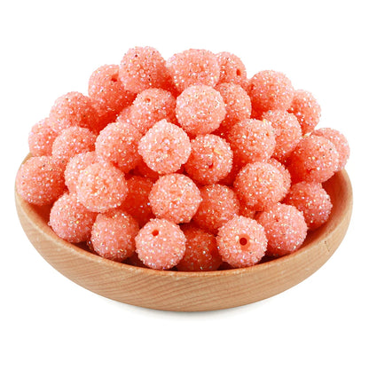 10Pcs Resin Ball Round Acrylic Beads Sugar Sand Pasting Process Fashion For Jewelry Making DIY Handmade Bracelets Accessories