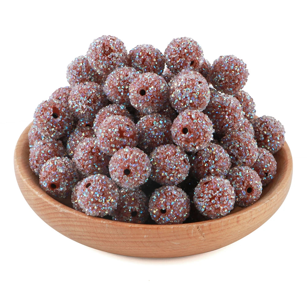 10Pcs Resin Ball Round Acrylic Beads Sugar Sand Pasting Process Fashion For Jewelry Making DIY Handmade Bracelets Accessories
