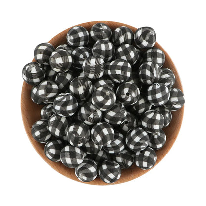 50Pcs/lot Printed Silicone Beads 15mm Round Leopard Terrazzo Dalmatian Camo Silicone Beads For Jewelry Making DIY Accessories