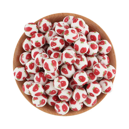 50Pcs/lot Printed Silicone Beads 15mm Round Leopard Terrazzo Dalmatian Camo Silicone Beads For Jewelry Making DIY Accessories