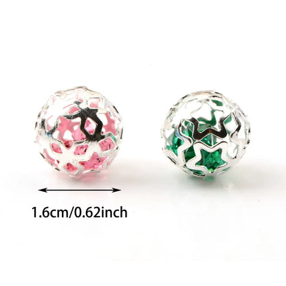 10pcs Hollow Five-pointed Star Metal Ball Beads Charm DIY Necklace Bracelet Accessories Jewelry Findings