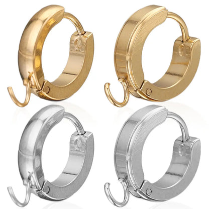 10pcs/Lot  Stainless Steel Round Gold Earrings Hooks Clasps Earring Post Components Parts for Making Supplies Women DIY Findings