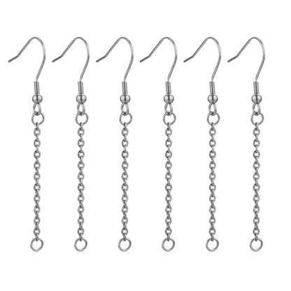10pcs Stainless Steel Earring Hooks Wires Extension Chain Connector For DIY Hypoallergenic Dangle Ear Jewelry Material Findings