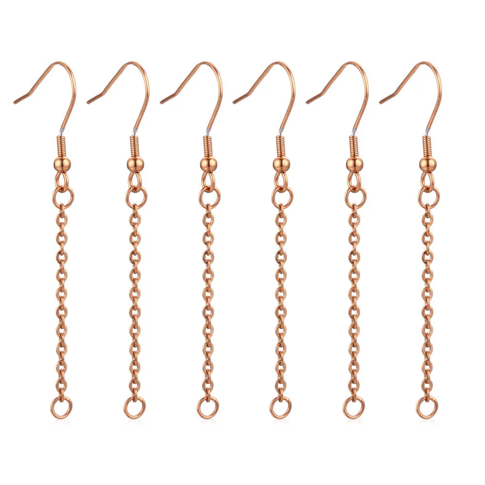 10pcs Stainless Steel Earring Hooks Wires Extension Chain Connector For DIY Hypoallergenic Dangle Ear Jewelry Material Findings