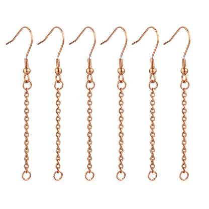 10pcs Stainless Steel Earring Hooks Wires Extension Chain Connector For DIY Hypoallergenic Dangle Ear Jewelry Material Findings