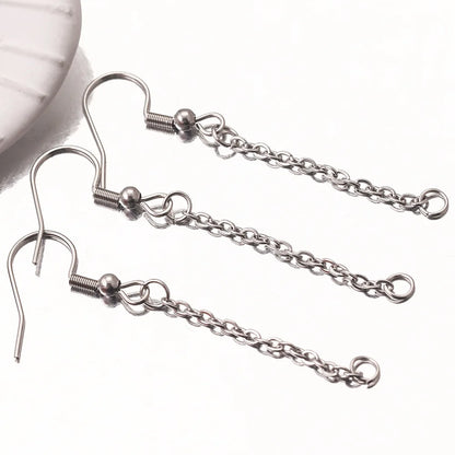 10pcs Stainless Steel Earring Hooks Wires Extension Chain Connector For DIY Hypoallergenic Dangle Ear Jewelry Material Findings