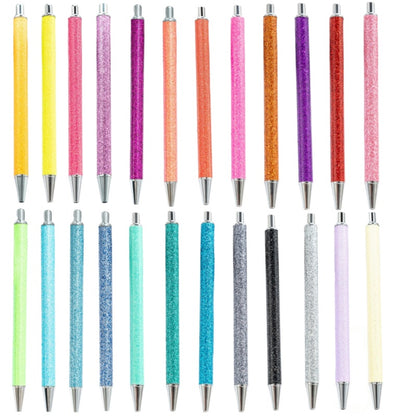48/24pcs Creative Press Multi-Color UV DTF Pen Blanks Spray Glue Pen With Glitter And Gradient Colors For Wraps Metal & Plastic Versions Office Writing Candy Color Ballpoint Pen