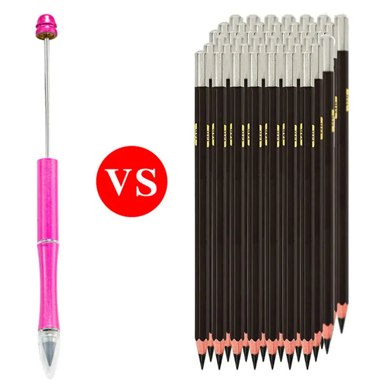 15Pcs DIY Beads Pencil Beaded Colorful Metal Pencil No Ink Ever Lasting Pencils For Kids School Supplies