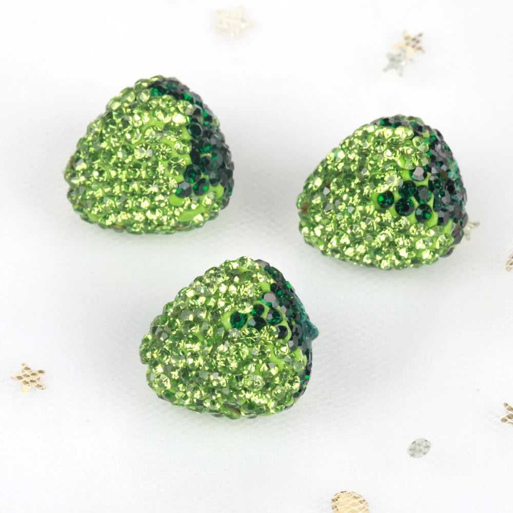 16x17mm 20pcs Charm Strawberry Shiny Polymer Clay Rhinestone Beads For Jewelry Making DIY Necklace Bracelets Accessories VD