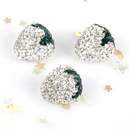 16x17mm 20pcs Charm Strawberry Shiny Polymer Clay Rhinestone Beads For Jewelry Making DIY Necklace Bracelets Accessories VD