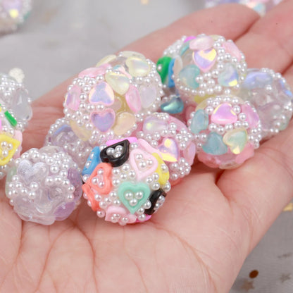 17-19mm 20pcs Charm Colorful Love Heart Pearl Acrylic Beads For Jewelry Making DIY Necklace Bracelets Earring Accessories
