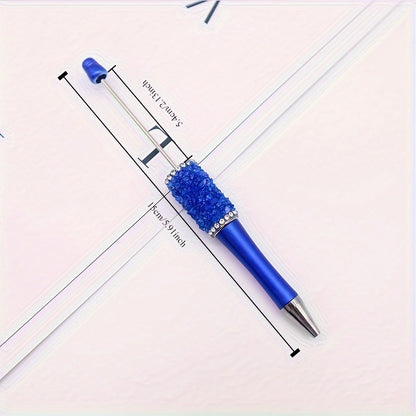 10pcs Beadable Ballpoint Pens Set - DIY Crystal Bead Craft Pens, Twist Closure, Medium Point, Oval-Shaped Plastic Body, Suitable for Ages 14+