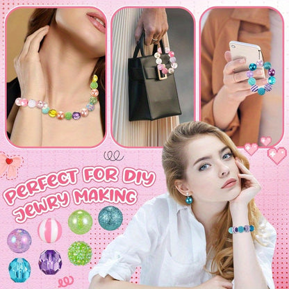 [Sparkling Beads] 100pcs Colorful Sparkling Beaded Pen Making DIY Decorative Beads | Mother's Day Jewelry Artificial Transparent Bubble Gum Beads