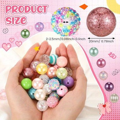 [Sparkling Beads] 100pcs Colorful Sparkling Beaded Pen Making DIY Decorative Beads | Mother's Day Jewelry Artificial Transparent Bubble Gum Beads