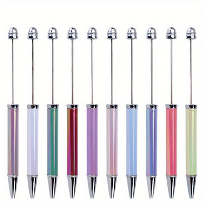 10pcs/ 20pcs new DIY bead pen UV plated seven color bead ballpoint pen personalized handmade bead gift pen