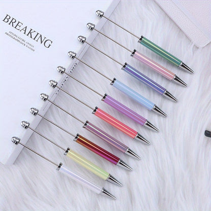 10pcs/ 20pcs new DIY bead pen UV plated seven color bead ballpoint pen personalized handmade bead gift pen