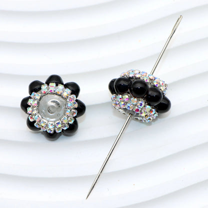 25Pc Rhinestone Faux Crystal Beads Cats Eye Stone Beads Loose Spacer Beads With Hole For Jewelry Making DIY Bracelet Necklace