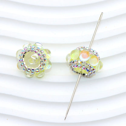 25Pc Rhinestone Faux Crystal Beads Cats Eye Stone Beads Loose Spacer Beads With Hole For Jewelry Making DIY Bracelet Necklace