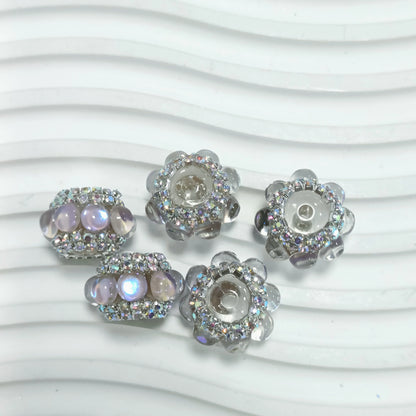 25Pc Rhinestone Faux Crystal Beads Cats Eye Stone Beads Loose Spacer Beads With Hole For Jewelry Making DIY Bracelet Necklace
