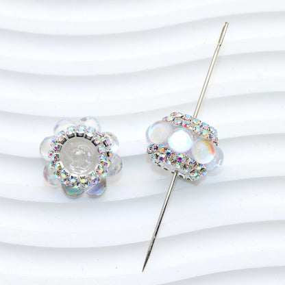 25Pc Rhinestone Faux Crystal Beads Cats Eye Stone Beads Loose Spacer Beads With Hole For Jewelry Making DIY Bracelet Necklace