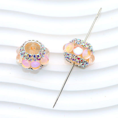25Pc Rhinestone Faux Crystal Beads Cats Eye Stone Beads Loose Spacer Beads With Hole For Jewelry Making DIY Bracelet Necklace