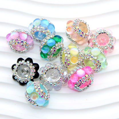 25Pc Rhinestone Faux Crystal Beads Cats Eye Stone Beads Loose Spacer Beads With Hole For Jewelry Making DIY Bracelet Necklace