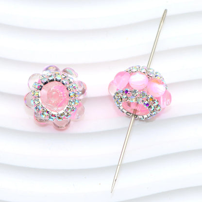 25Pc Rhinestone Faux Crystal Beads Cats Eye Stone Beads Loose Spacer Beads With Hole For Jewelry Making DIY Bracelet Necklace
