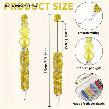 12pcs Beadable Pen Plastic Bead Ballpoint Pen Black Ink Beaded DIY Pens Cute Cool Pens For DIY Making Gift School Office Supplies