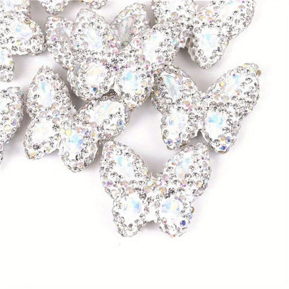 10pcs Butterfly Polymer Clay Beads Straight Hole Moon Glass Rhinestone For Pen Decorate DIY Jewelry Keychain Necklace Making
