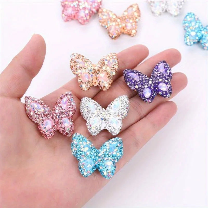 10pcs Butterfly Polymer Clay Beads Straight Hole Moon Glass Rhinestone For Pen Decorate DIY Jewelry Keychain Necklace Making