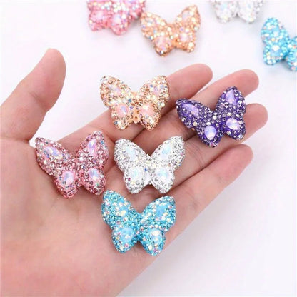 10pcs Butterfly Polymer Clay Beads Straight Hole Moon Glass Rhinestone For Pen Decorate DIY Jewelry Keychain Necklace Making