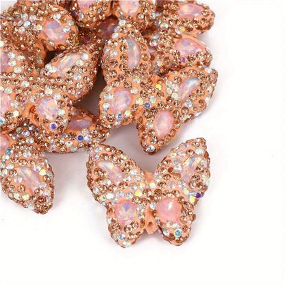 10pcs Butterfly Polymer Clay Beads Straight Hole Moon Glass Rhinestone For Pen Decorate DIY Jewelry Keychain Necklace Making