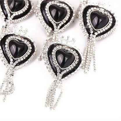 10pcs Girl Cute Loveheart Crown Beads Rhinestone Chain Tassel Handmade DIY Pen Decorate Mobile Phone Chain Accessories Ornaments