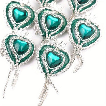 10pcs Girl Cute Loveheart Crown Beads Rhinestone Chain Tassel Handmade DIY Pen Decorate Mobile Phone Chain Accessories Ornaments