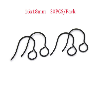 20-30PCS Stainless Steel Hypoallergenic Earring Hooks Findings Black Plated Earrings Clasp Wire For DIY Jewelry Making Supplier