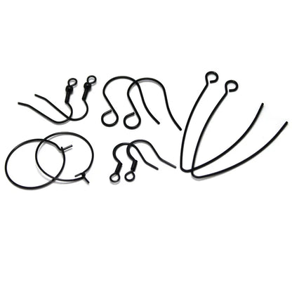 20-30PCS Stainless Steel Hypoallergenic Earring Hooks Findings Black Plated Earrings Clasp Wire For DIY Jewelry Making Supplier