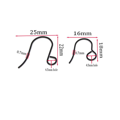20-30PCS Stainless Steel Hypoallergenic Earring Hooks Findings Black Plated Earrings Clasp Wire For DIY Jewelry Making Supplier