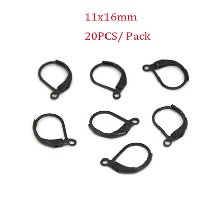20-30PCS Stainless Steel Hypoallergenic Earring Hooks Findings Black Plated Earrings Clasp Wire For DIY Jewelry Making Supplier