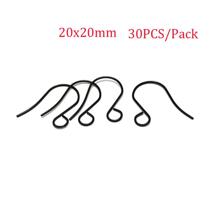 20-30PCS Stainless Steel Hypoallergenic Earring Hooks Findings Black Plated Earrings Clasp Wire For DIY Jewelry Making Supplier