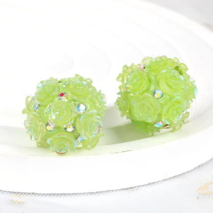 20mm 20pcs Camellia Flower Ball Red Polymer Clay Acrylic Beads For Jewelry Making DIY Necklace Bracelets Earring Accessories