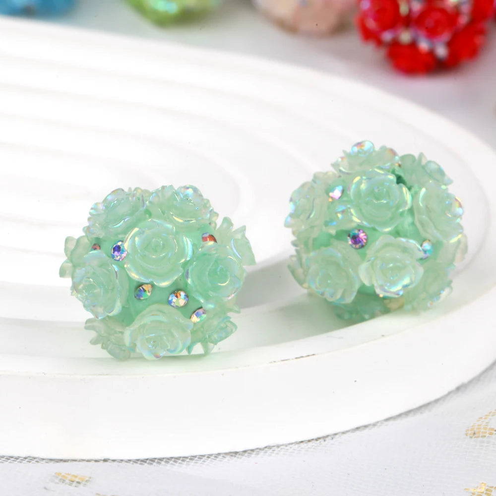 20mm 20pcs Camellia Flower Ball Red Polymer Clay Acrylic Beads For Jewelry Making DIY Necklace Bracelets Earring Accessories