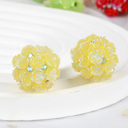20mm 20pcs Camellia Flower Ball Red Polymer Clay Acrylic Beads For Jewelry Making DIY Necklace Bracelets Earring Accessories